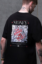 Men's Oversized T-shirt with Money Gravity Print Black Without 8049494 photo №2