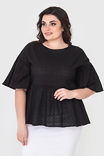 DJENN black batiste blouse for summer with puff sleeves Garne 3040495 photo №1