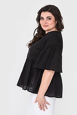DJENN black batiste blouse for summer with puff sleeves Garne 3040495 photo №4