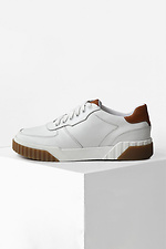 White leather platform sneakers with ginger accents  4205495 photo №2