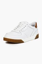 Plateau-Sneakers aus weißem Leder mit Ingwer-Akzenten  4205495 Foto №3