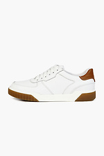 White leather platform sneakers with ginger accents  4205495 photo №7