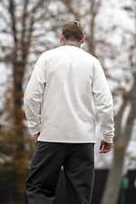 Men's oversized knitted cotton longsleeve Double Face, white, basic jumper Teamv 8034495 photo №3