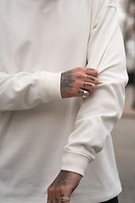 Men's oversized knitted cotton longsleeve Double Face, white, basic jumper Teamv 8034495 photo №4
