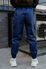 Синие коттоновые штаны карго с большими карманами по бокам Without 8048495 фото №5