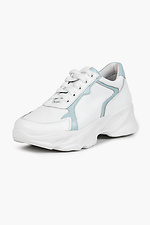 Білі шкіряні кросівки на платформі з кольоровими вставками  4205496 фото №7