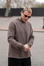 Oversized Strickpullover für Herren mit langen Ärmeln aus doppelseitigem Baumwollgewebe, hellbraun, schlichter Pullover. Teamv 8034496 Foto №5