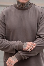 Oversized Strickpullover für Herren mit langen Ärmeln aus doppelseitigem Baumwollgewebe, hellbraun, schlichter Pullover. Teamv 8034496 Foto №6