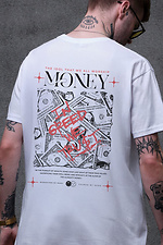 Men's Oversized T-Shirt with Money Grafity Print White Without 8049496 photo №2
