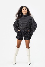 Kurze Cordshorts LUNA schwarz mit grauem Aufdruck Garne 3041497 Foto №6