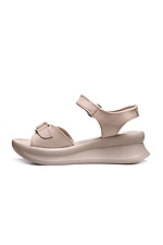 Light leather wedge sandals with Velcro  4205497 photo №2
