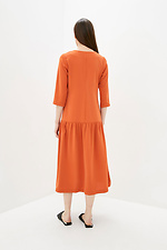 Длинное платье оверсайз LUCIA кирпичного цвета с отрезной юбкой Garne 3039498 фото №4