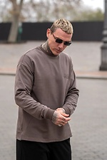 Men's oversized knitted long sleeve with Porsche print, light brown, Double Face cotton Teamv 8034498 photo №2