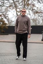 Men's oversized knitted long sleeve with Porsche print, light brown, Double Face cotton Teamv 8034498 photo №4