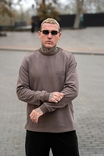 Men's oversized knitted long sleeve with Porsche print, light brown, Double Face cotton Teamv 8034498 photo №6