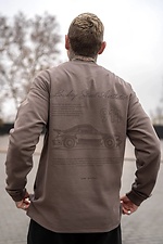 Men's oversized knitted long sleeve with Porsche print, light brown, Double Face cotton Teamv 8034498 photo №7