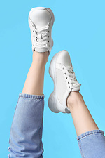 Light Perforated Leather Sneakers  4205499 photo №1