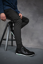Черные мужские кроссовки из натуральной кожи со шнурками 8018499 фото №1