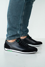 Черные мужские кроссовки из натуральной кожи со шнурками 8018499 фото №3