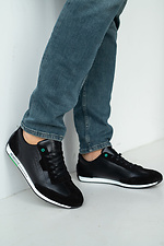 Черные мужские кроссовки из натуральной кожи со шнурками 8018499 фото №4