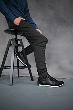 Черные мужские кроссовки из натуральной кожи со шнурками 8018499 фото №6