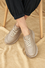 Жіночі кросівки з натуральної шкіри бежевого кольору  8019499 фото №4