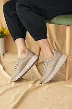 Жіночі кросівки з натуральної шкіри бежевого кольору  8019499 фото №5