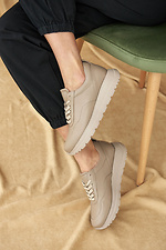 Жіночі кросівки з натуральної шкіри бежевого кольору  8019499 фото №6