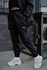 Черные коттоновые штаны карго с большими карманами по бокам Without 8048499 фото №1