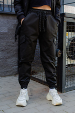 Черные коттоновые штаны карго с большими карманами по бокам Without 8048499 фото №2
