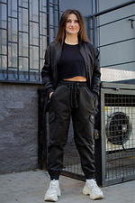 Черные коттоновые штаны карго с большими карманами по бокам Without 8048499 фото №3