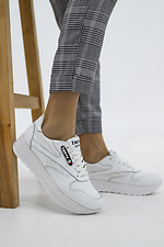 White women's platform sneakers made of genuine leather  8018500 photo №4
