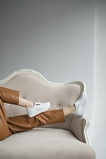 Білі жіночі кросівки з натуральної шкіри на платформі  8018500 фото №6
