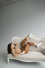 Белые женские кроссовки из натуральной кожи на платформе  8018500 фото №7