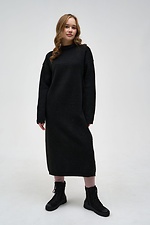 Black captur dress with decorative marsala stripe  4038503 photo №2