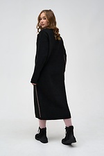 Black captur dress with decorative marsala stripe  4038503 photo №3