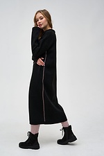 Black captur dress with decorative marsala stripe  4038503 photo №4