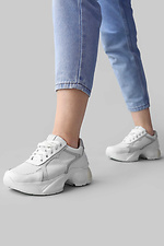Chunky white leather platform sneakers  4205503 photo №1