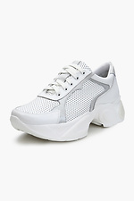Klobige Plateau-Sneakers aus weißem Leder  4205503 Foto №3