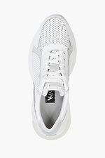Klobige Plateau-Sneakers aus weißem Leder  4205503 Foto №6