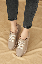 Hollow-out beige leather summer sneakers  8019503 photo №4