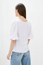 Классическая белая блуза с рукавами-буфами Garne 3039504 фото №3