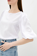 Классическая белая блуза с рукавами-буфами Garne 3039504 фото №4