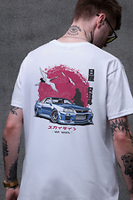 Men's Oversized T-shirt with Skyline Print White Without 8049504 photo №2