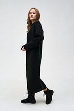 Black hooded dress with green decorative stripe  4038505 photo №5