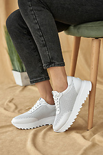 Шкіряні літні кросівки білого кольору в сіточку 8019505 фото №3