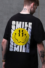 Men's Oversized T-Shirt with Smile Print Black Without 8049506 photo №2