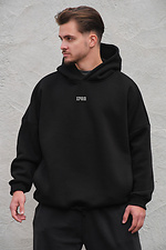 Herren-Fleece-Kapuzenpullover in Übergröße mit Kapuze und Autodruck Schwarz Without 8055506 Foto №2