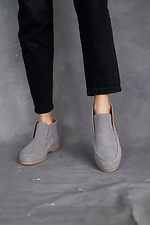 Gray demi boots made of genuine suede  8018507 photo №11