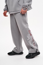 Jogginghose mit weitem Bein und „Ryuu“-Stickerei, grau TUR WEAR 8037507 Foto №6